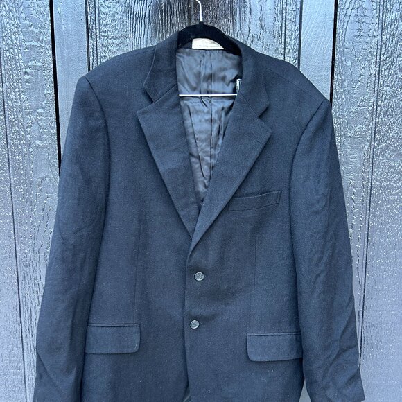 Luxurious Oversized Vintage Black Blazer – 100% Worsted Camel Hair - Picture 1 of 3